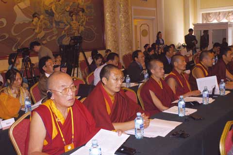 Tibetan monk delegates attending the Forum.