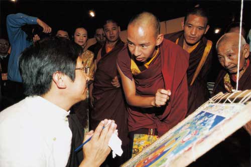The 11th Panchen Lama is talking with Tseten Namgyal.